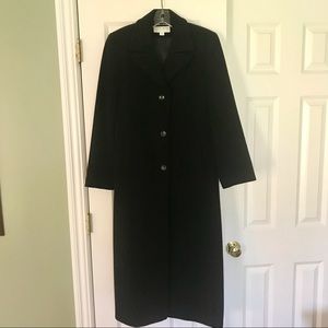 Larry Levine Cashmere & Lambswool Long Black Coat